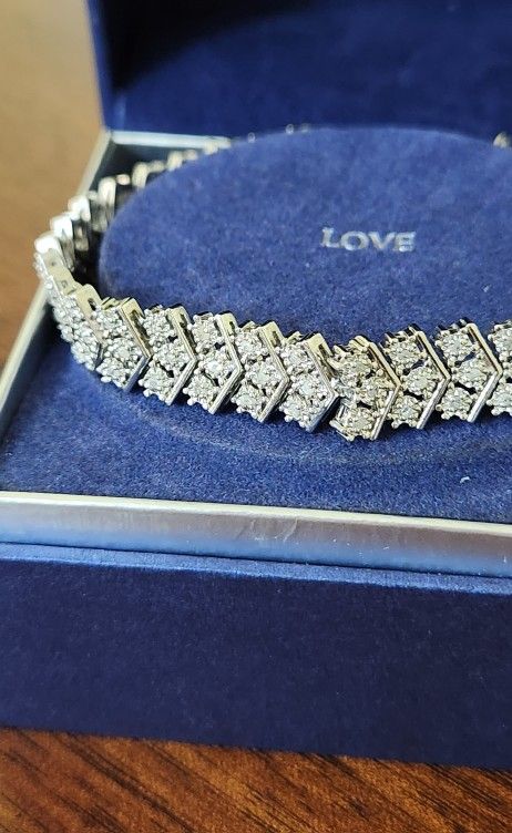 Sterling Silver 925 Simulated Diamond Tennis Bracelet 