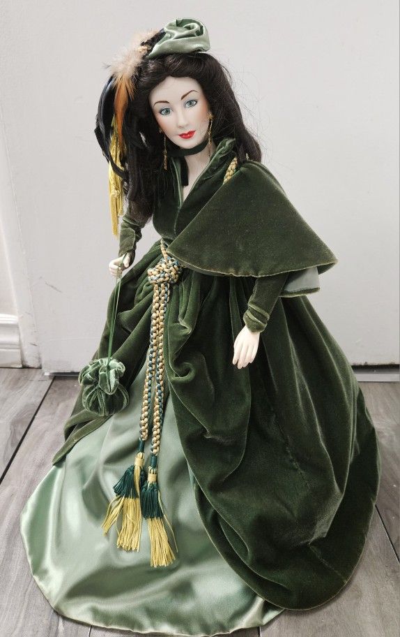 Franklin Mint Porcelain Scarlett O'Hara Doll 1986 "Gone With The Wind"