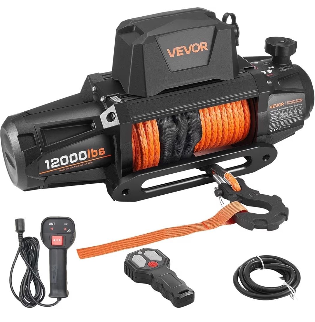 🔥Electric Winch, 12000 lbs Load Capacity, 12V DC, Wireless & Wired Remote * HIGH 4.6 Star Rating*