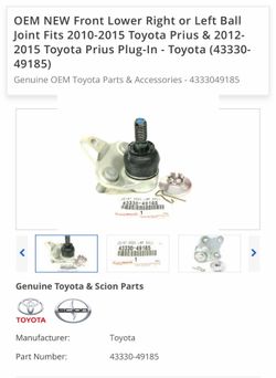 NEW Genuine Toyota Front Lower Ball Joint Set (2) – Prius / CT200h