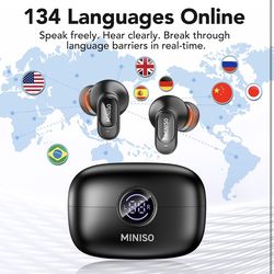 MINISO MS105 AI Translation Earbuds Real Time, Translator Earbuds  134 Languages with APP Control