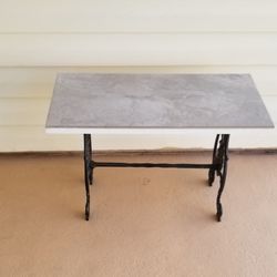 Vtg. Wrought Iron &  Marble Bench