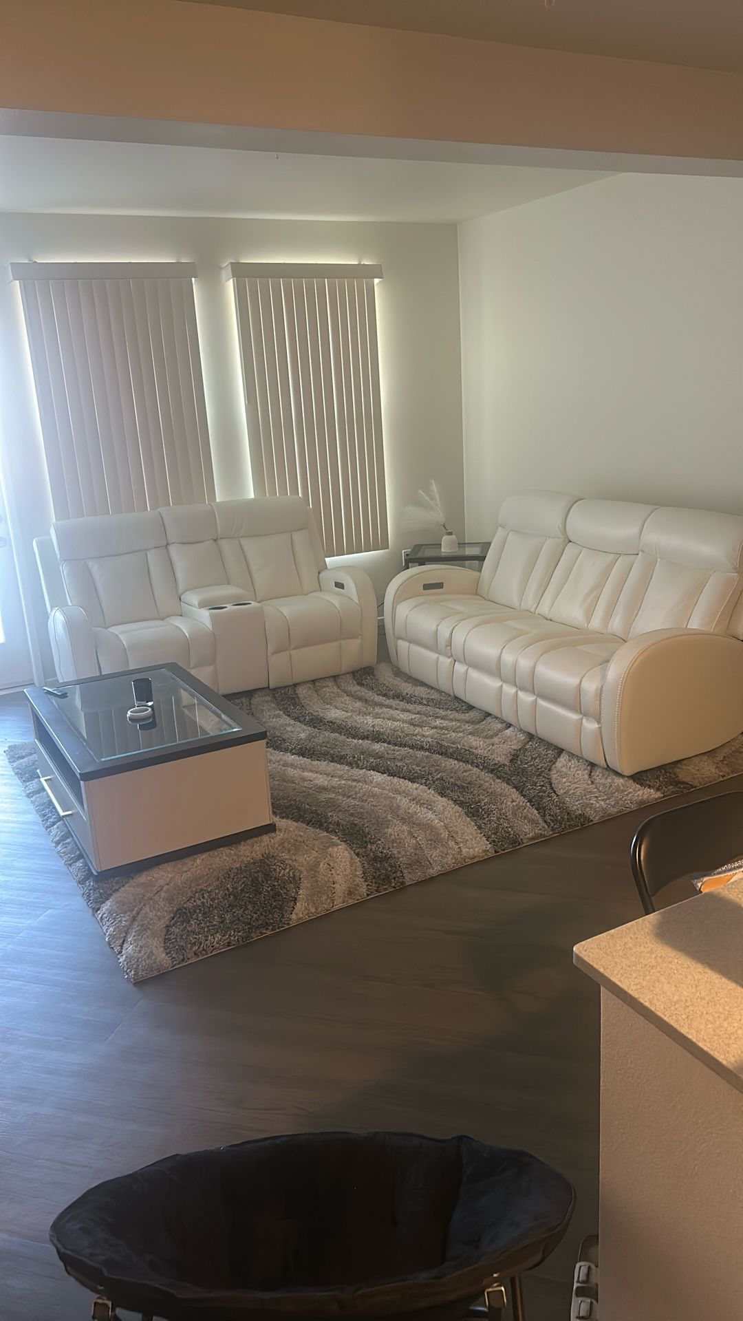Tuxedo White Power Sofa Living Room Set