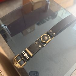 Versace Medusa Leather Belt – Gold-Tone 