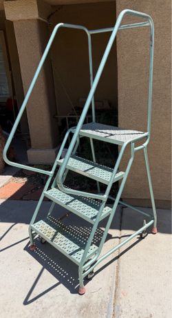 Cotterman TiltNRoll Industrial Rolling Ladder w/ Handrails & Caster Wheels