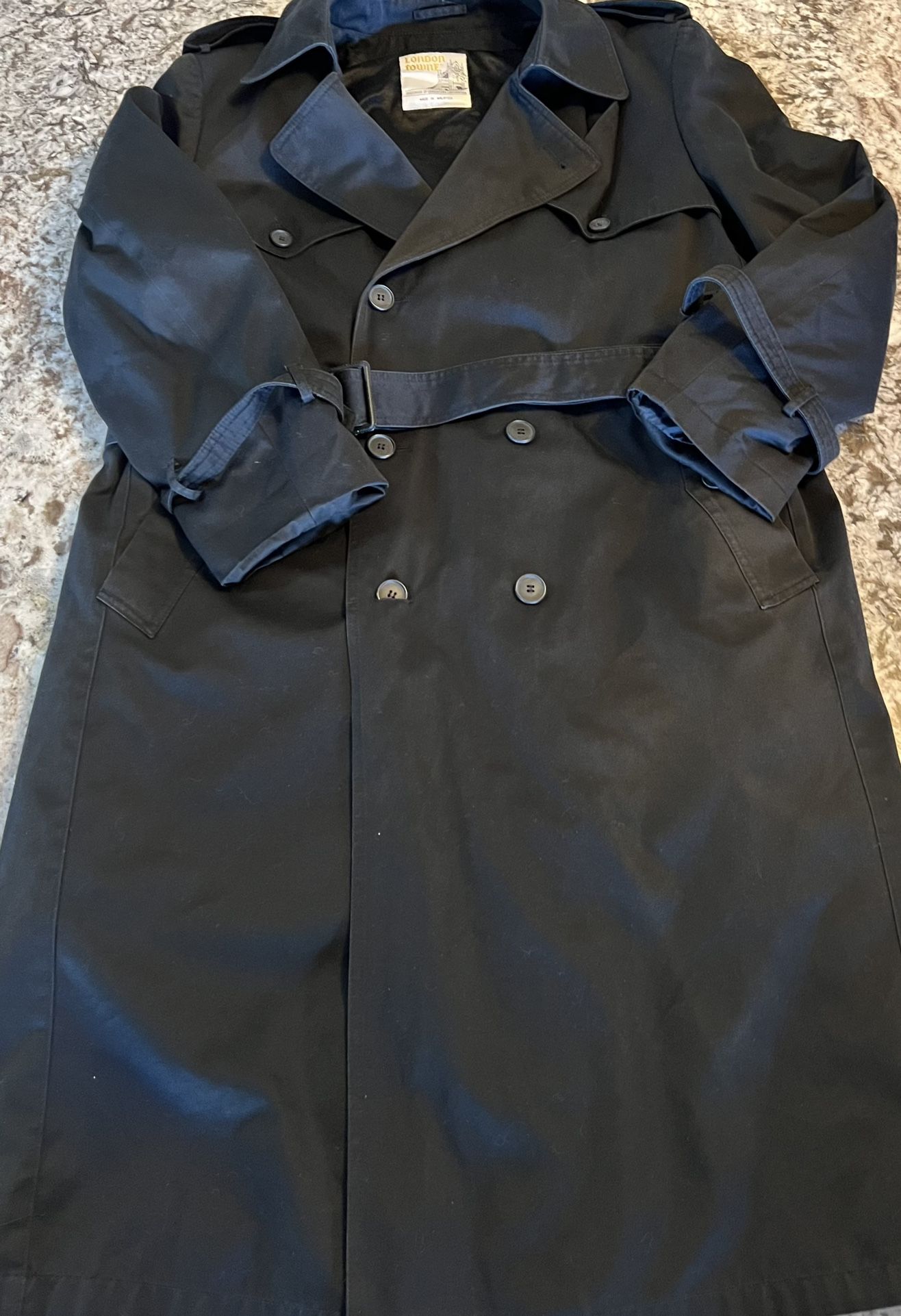 London Towne Sherpa Lined Black Trench Coat Size 42 Regular 14 16 XL Womens