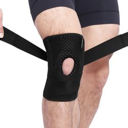 Knee Brace with Patella Gel Pads & Side Stabilizers for Knee Support Joint Pain Relief Meniscus Tear Brace Strap Adjuster for Men & Women -Single- Bla