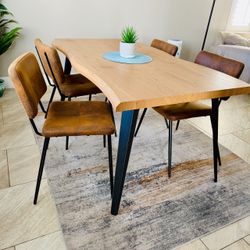 Live Edge Wood Dining Table with Black Metal Legs