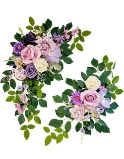 New Pack of 2 Wedding Arch, Artificial Flowers, Wedding Decor，Flower Garland Be Suited to Banquet, Party, Reception Entrance Welcome Sign and Backgrou