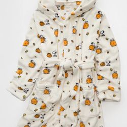 American Eagle AE Peanuts Snoopy Woodstock Fall Pumpkin Cozy Soft Bath Robe NWT