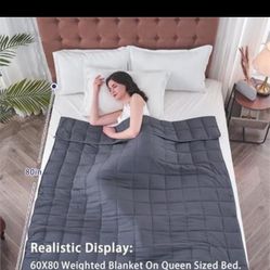 25 lbs weighted blanket Queen Size for Adults (60”x 80”, Grey) Cooling Heavy Blanket for Sleeping Perfect for 240-260 lbs, Winter Thick Breathable Bla