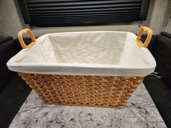Wooden, Heavy Duty, Fabric Lined Durable Event Or Organizational Basket