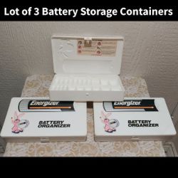 LOT OF 3 VINTAGE ENERGIZER BATTERY STORAGE CONTAINERS 
