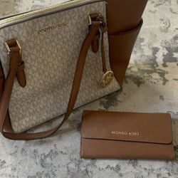 Michael Kors Brown & Tan Purse with Wallet