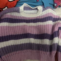 Women’s Shein Cropped Striped Sweater Size Small