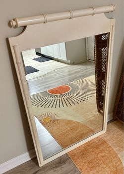 Faux Bamboo Wall Mirror Cream White
