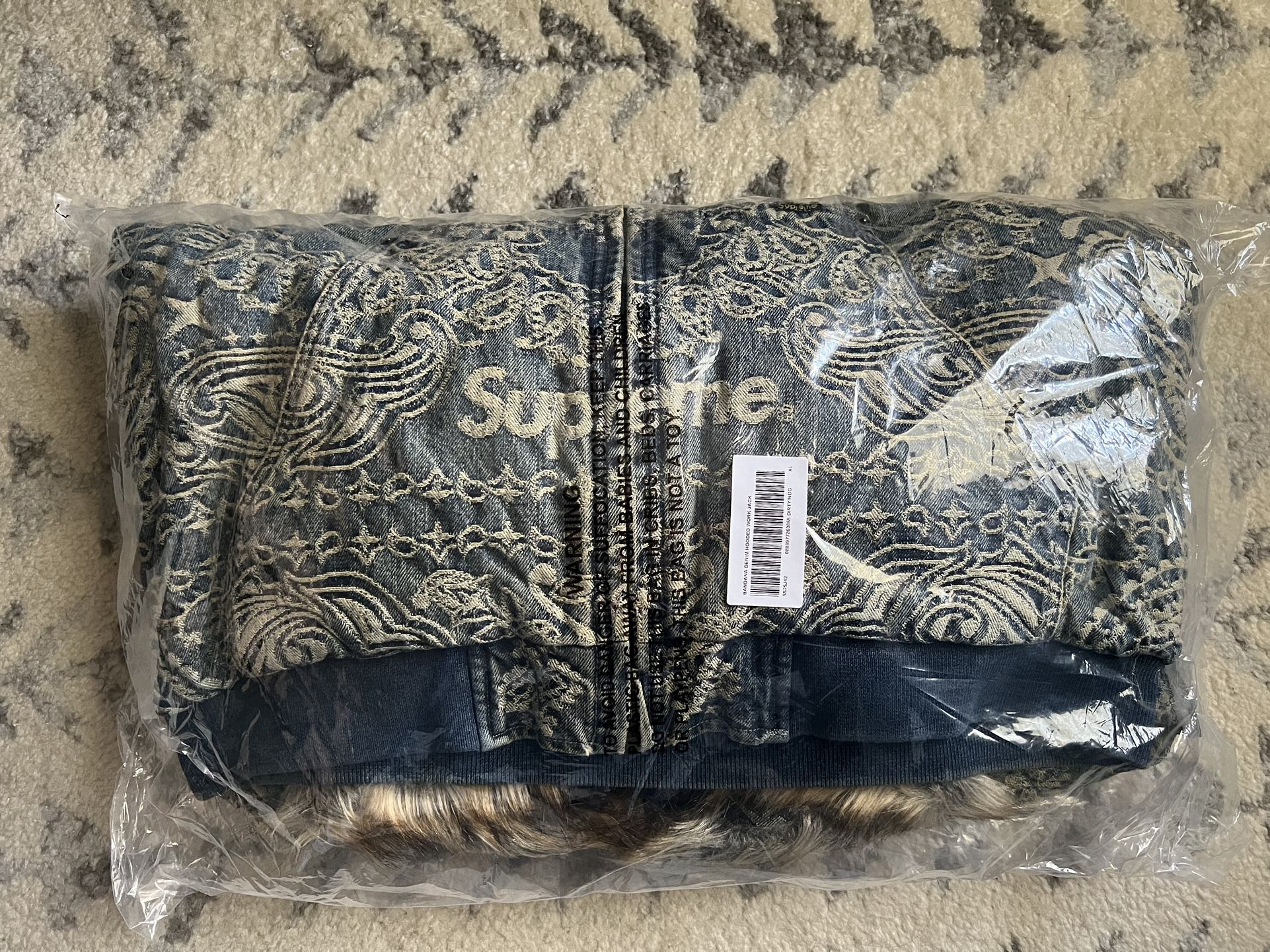 Supreme Bandana Jacquard Denim Hooded Work Jacket 