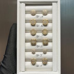 Mens Moissanite Earrings Square/round 