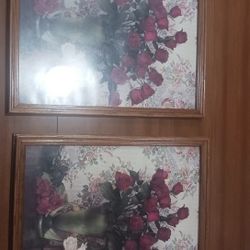 Art Framed Roses pair 22x18