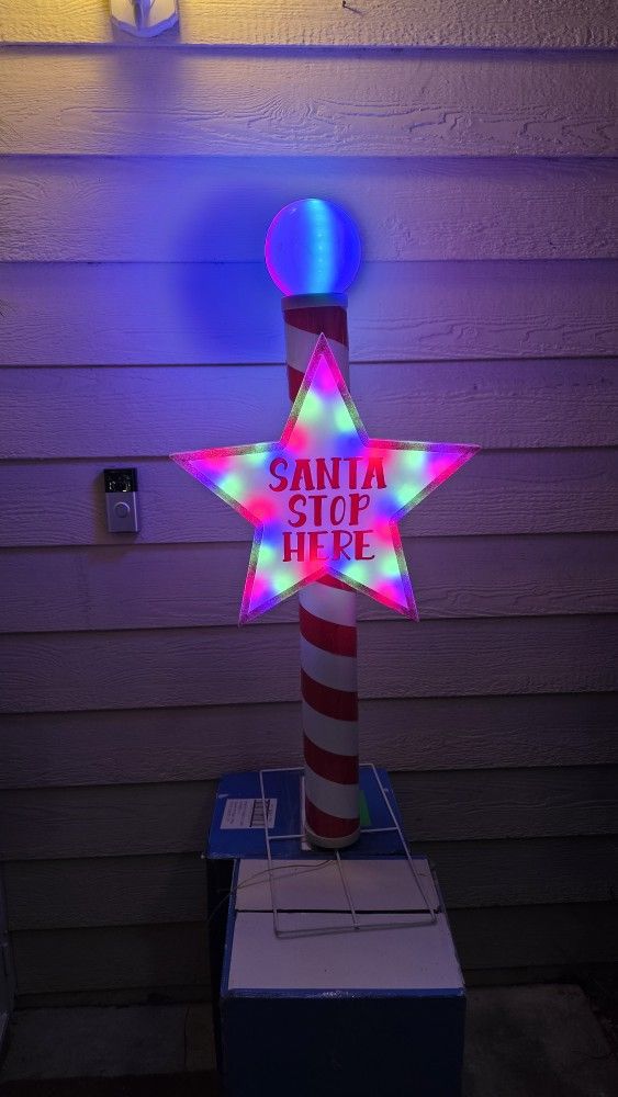 Santa Stop Here Led Sign Used 43" W/details Price Firm Corona92879