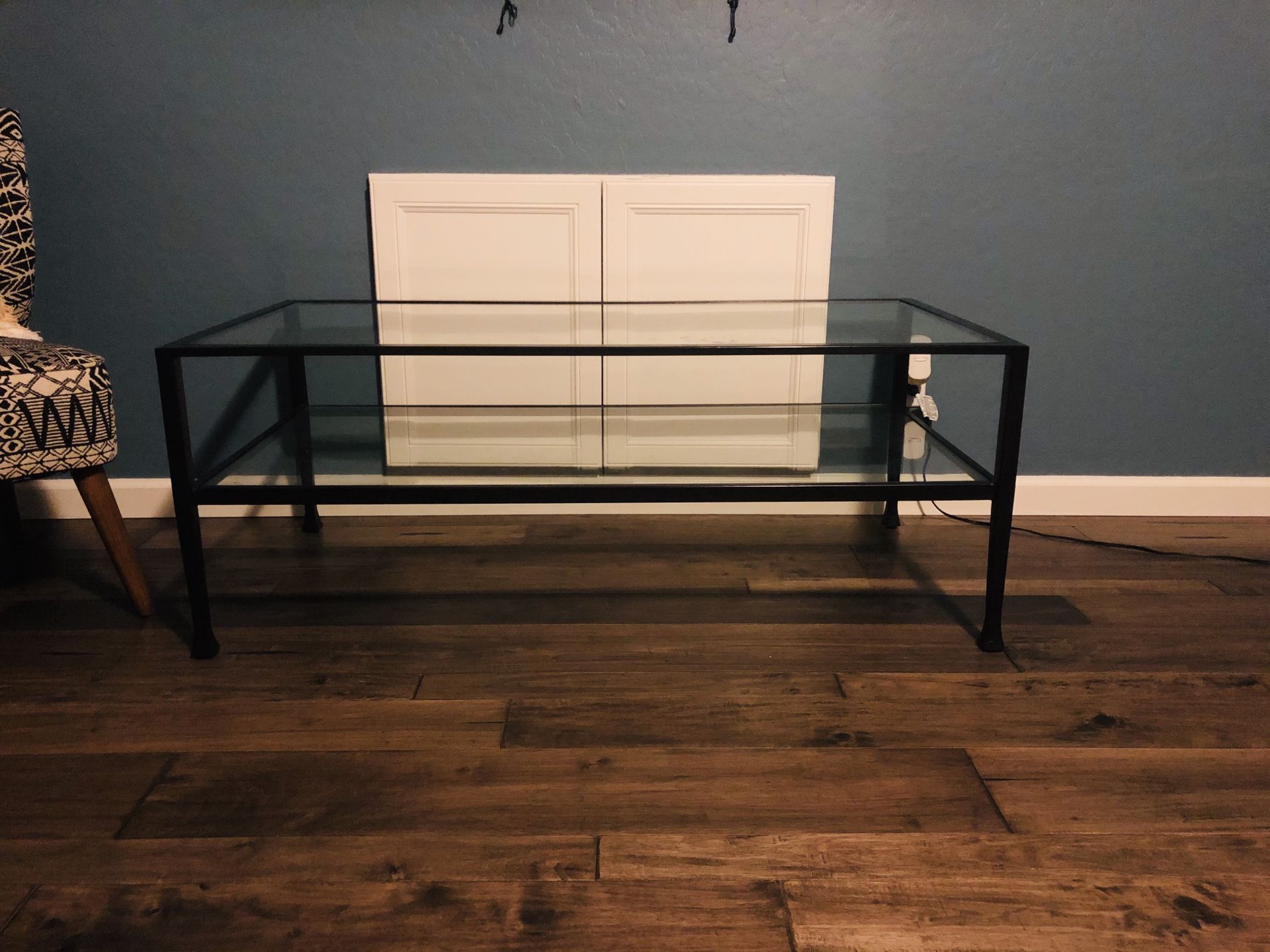 Pottery Barn Glass And Metal Coffee Table 