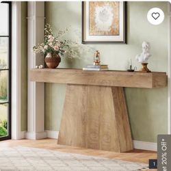 63 Inches Brown Console Table, Farmhouse Entryway Table 