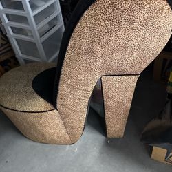 High Heel Chair Black Velvet And Leopard