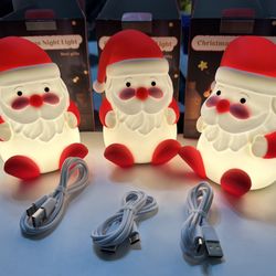 3 Packs Eiaoiusia LED Cute Christmas Gift Night Light - Dimmable Bedside Lamp for Nursery - Rechargeable Touch Lamp with Squishy Silicone Cover - Cute