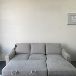 Coddle Aria Fabric Sleeper Sofa With Reversible Chaise And Storage, Beige