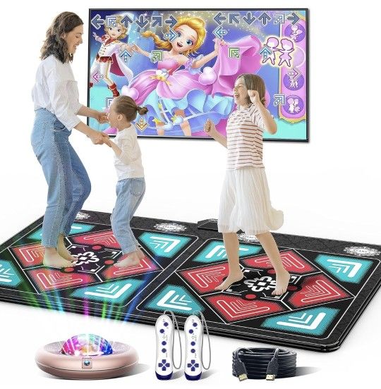 Dance Mat for Kids and Adults, Anti-Slip Wireless Electronic Dance Pad for TV, Wrinkle-Free, Soft & Cozy Playmat for Exercise & Games, Smart Camera & 