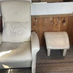 White Leather 70s Chair