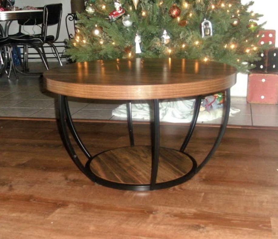 New Two Tier Round Coffee Table (Brown) 