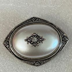 Broche Stainless Perlas Joyería Antigua 