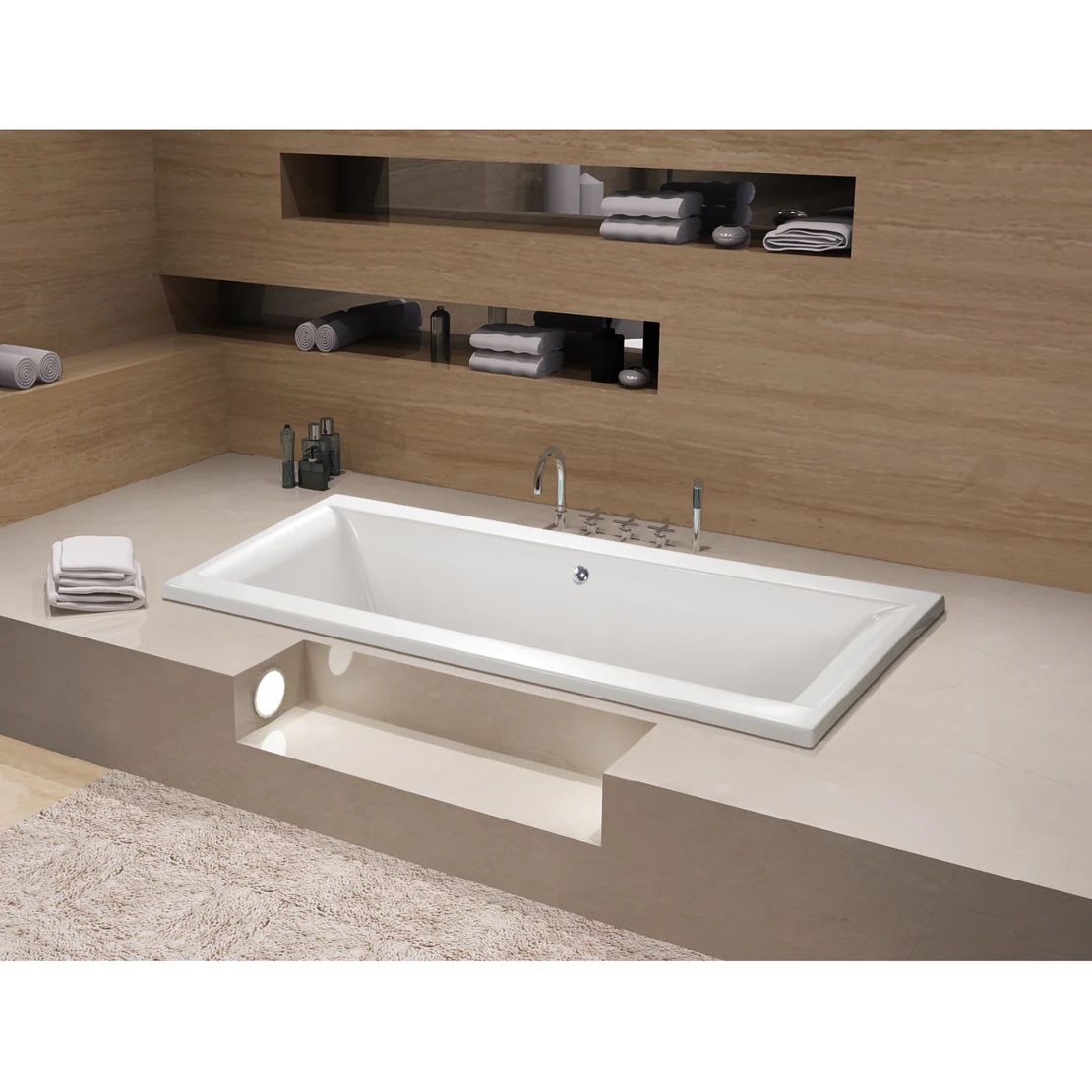 Aqua Eden 67in Drop In Acrylic Soaking Tub with Center Drain