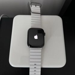 Apple Watch Series 7 GPS + Cellular, 45mm Graphite Stainless Steel Case with Abyss Blue Sport Band - Regular