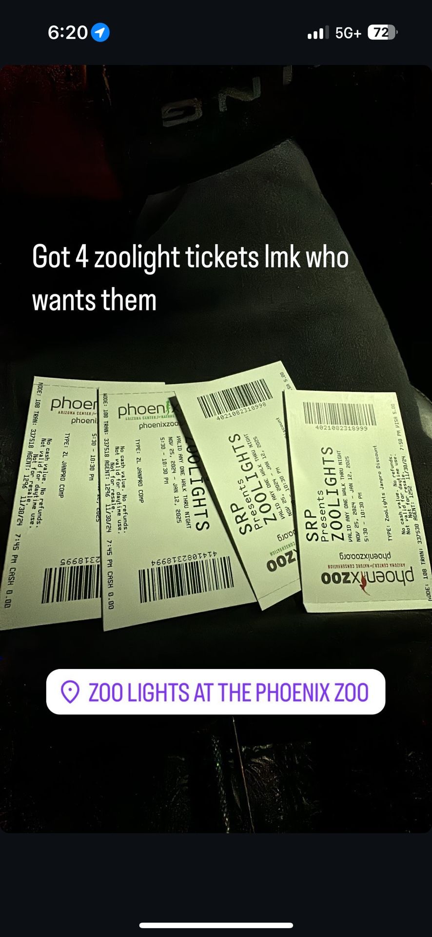 Selling Zoolight Tickets