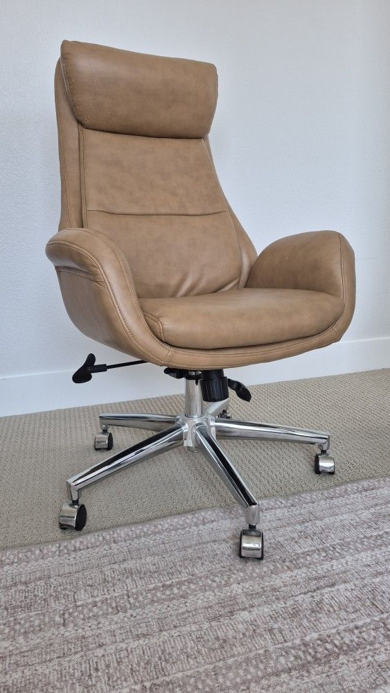 Camel Faux Leather Office Chair