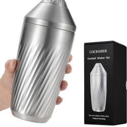 Brandnew Cocktail Shaker Bar Set - Innovative Premium Vacuum Insulated Stainless Steel Drink Shaker Double Wall Margarita Mixer Jigger & Mixing Spoon 