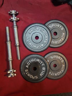 1" HOLE  40LBs WITH DUMBBELL HANDLES. SPORTS AUTHORITY  4-10s
11525 S HALSTED /7111.S WESTERN 
40$