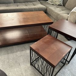 Crate And Barrel Coffee Table And Side Tables