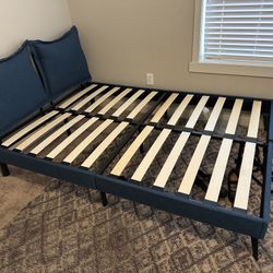 Full Size Bed Frame w/ attached Pillow Headboard 
