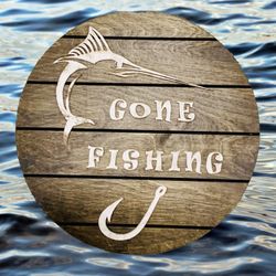 Gone Fishing /Wood Sign/Fish Sign/Sailfish/Fish hook 