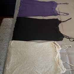 3 Lace Tanks Black & Gray size S, Purple size M $7