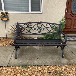 Steel Garden Bench Patio Color: Black 