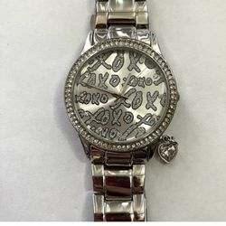 Stainless Steel XOXO Watch with Heart Charm