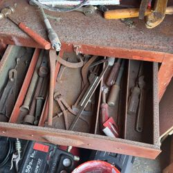 Vintage Tool Box With Tools