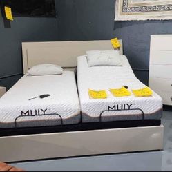 4 PIECE BEDROOM CREAM GLOSSY SET