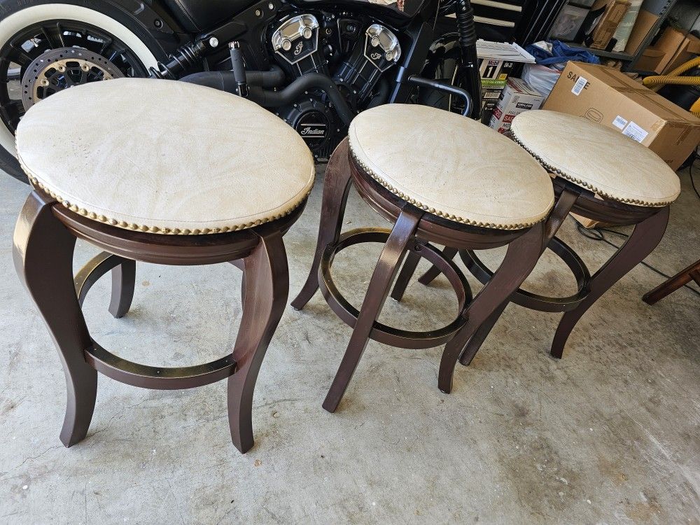 3 set leather swivel chairs bar stools