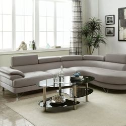 New Gray Leather Sectional Couch / Free Delivery 