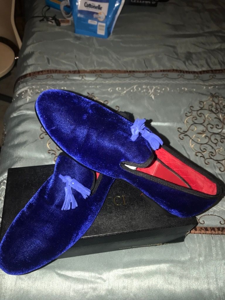 Ferruci Blue Suede Designer Loafers (Sz 13)